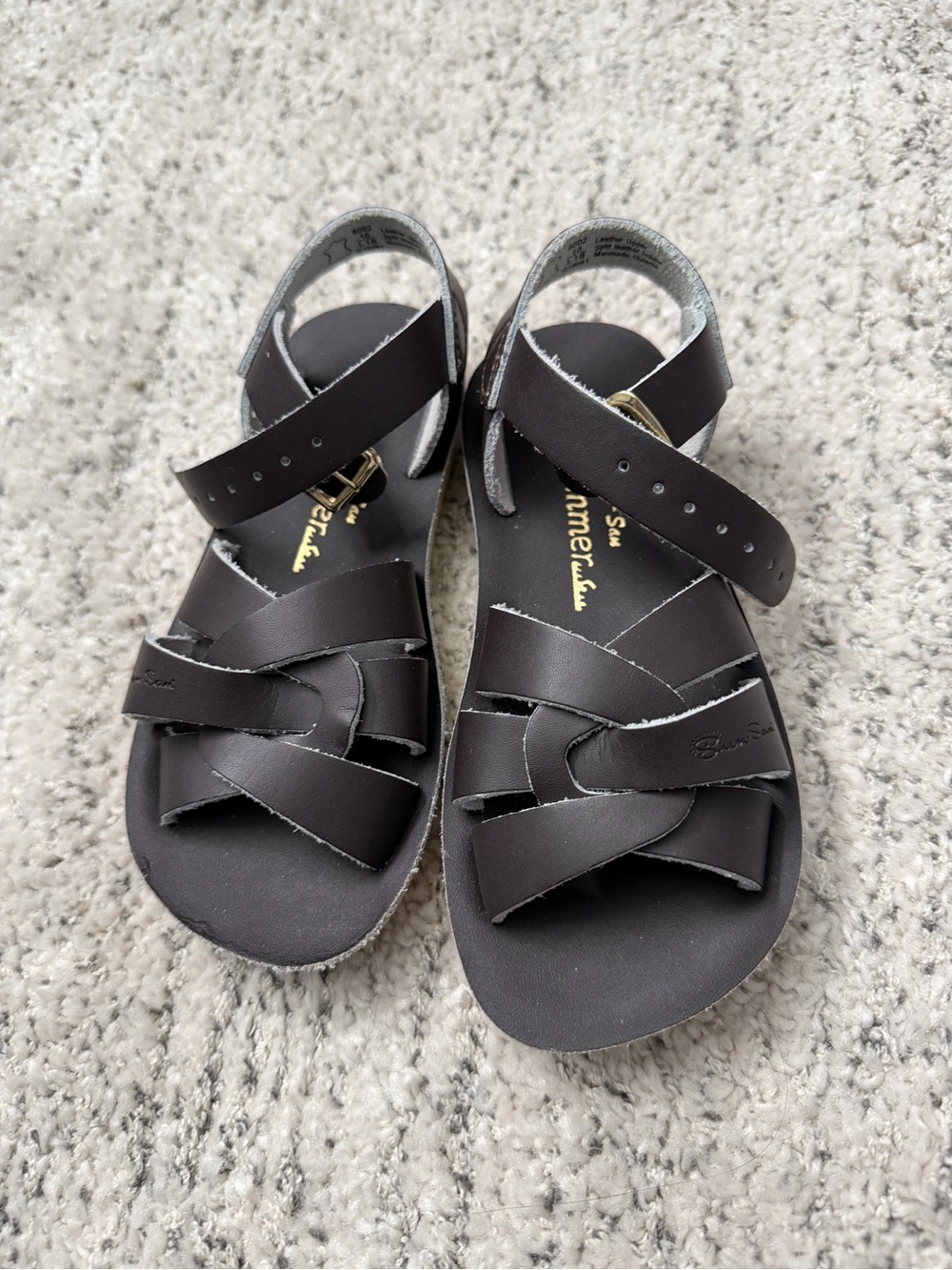 NEW! Kids sun San swimmer sandals size 10 dark brown